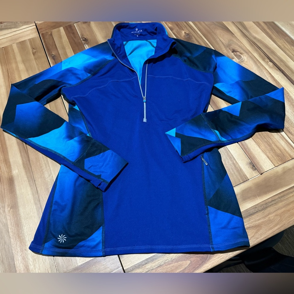 Athleta blue half zip sweater top small